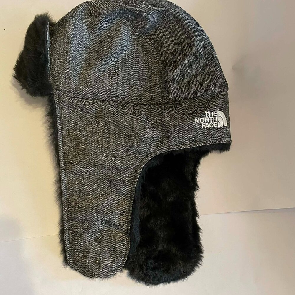 THE NORTH FACE  MEN'S TRAPPER HAT black faux fur and gray